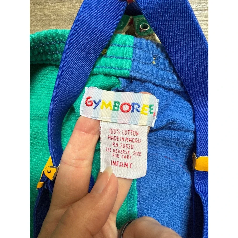 Gymboree Overalls 6-12M Multicolor Vintage Rainbow Tag Dinosaur Colorblock 90s